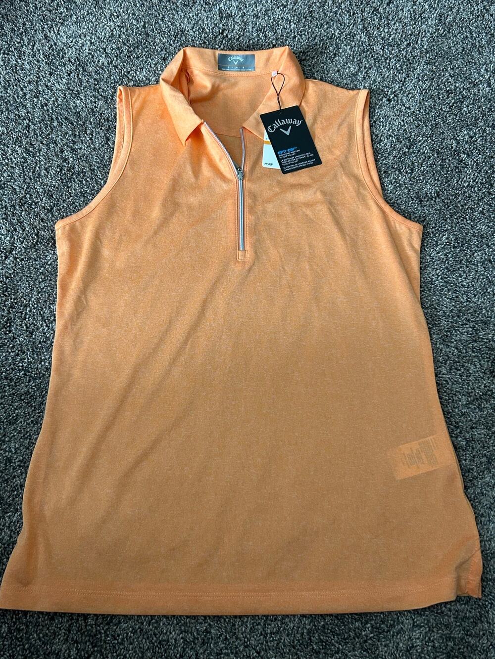 Calloway Womens Small Orange 1/4 Zip Sleeveless Shirt (NWT)